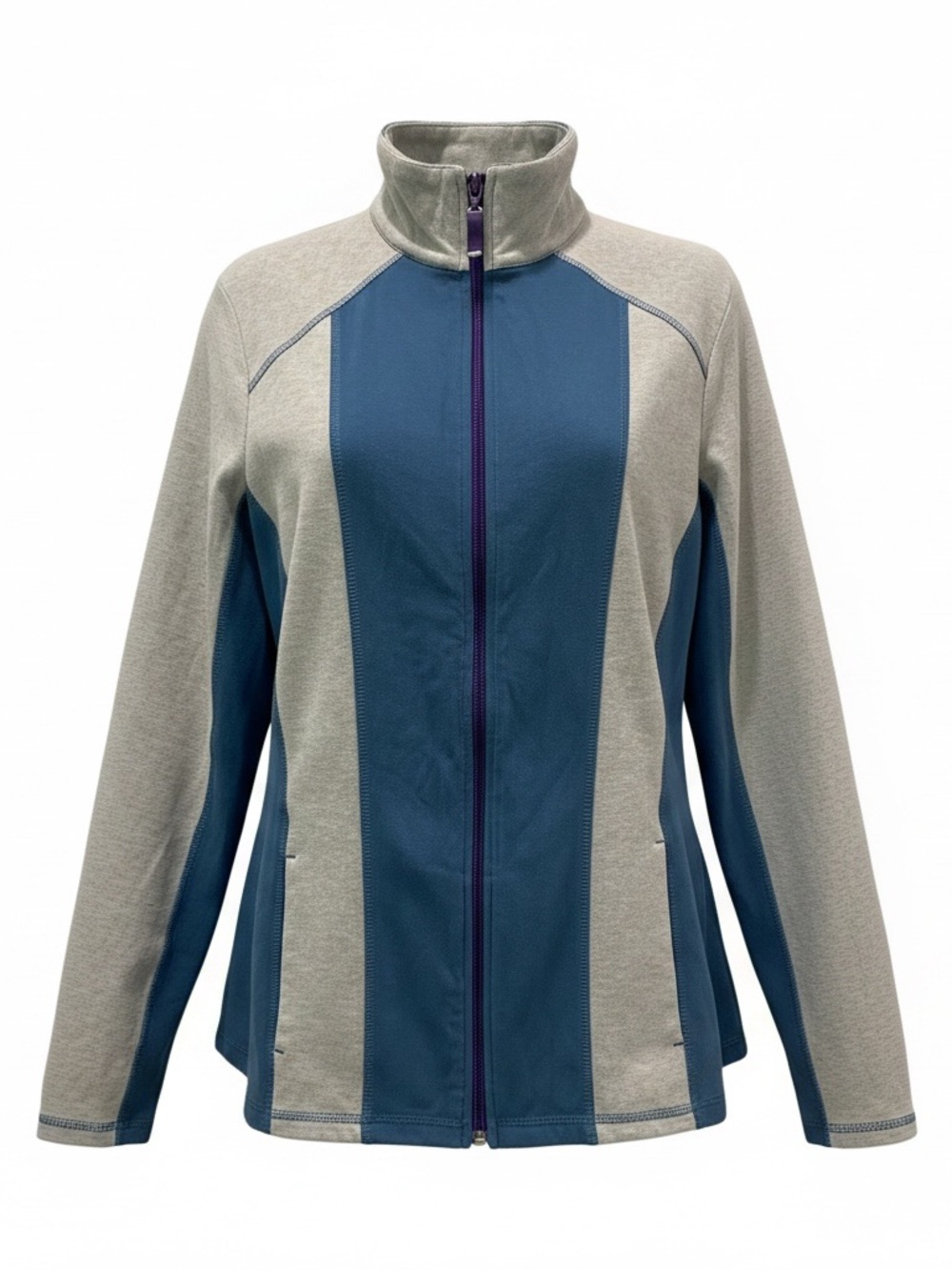 D & Co Active Women’s Blue and Light Gray Zip Front Utility Jacket